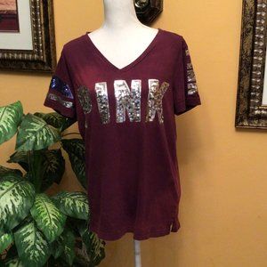 Pink Victoria's Secret Campus V-Neck Bing Tee